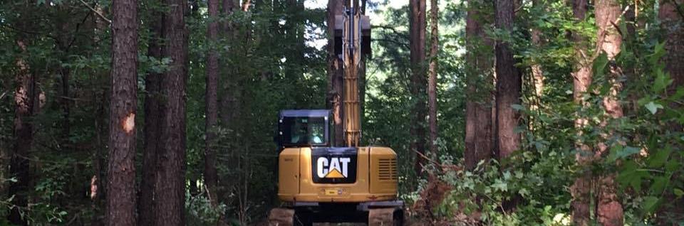CAT machine removing trees